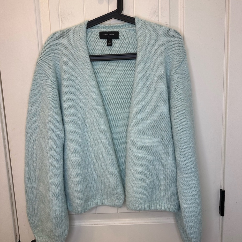 Banana Republic Mint Green Open-Front Mohair Blend Cardigan medium - Picture 2 of 6